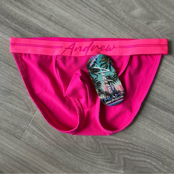 Andrew Christian | Miami Cabana Rib Brief In Miami Pink (Small) - Picture 1 of 12